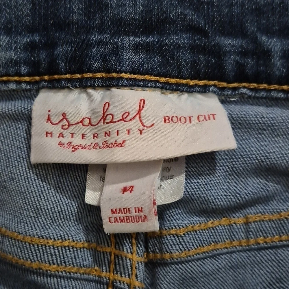 Ingrid & Isabel Under Belly High-Rise Denim Flare Maternity Jeans Sz M